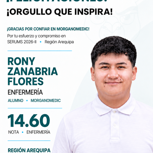 Rony Zanabria Flores — región Arequipa en el SERUMS 2026-II, nota 14.60, Enfermería.